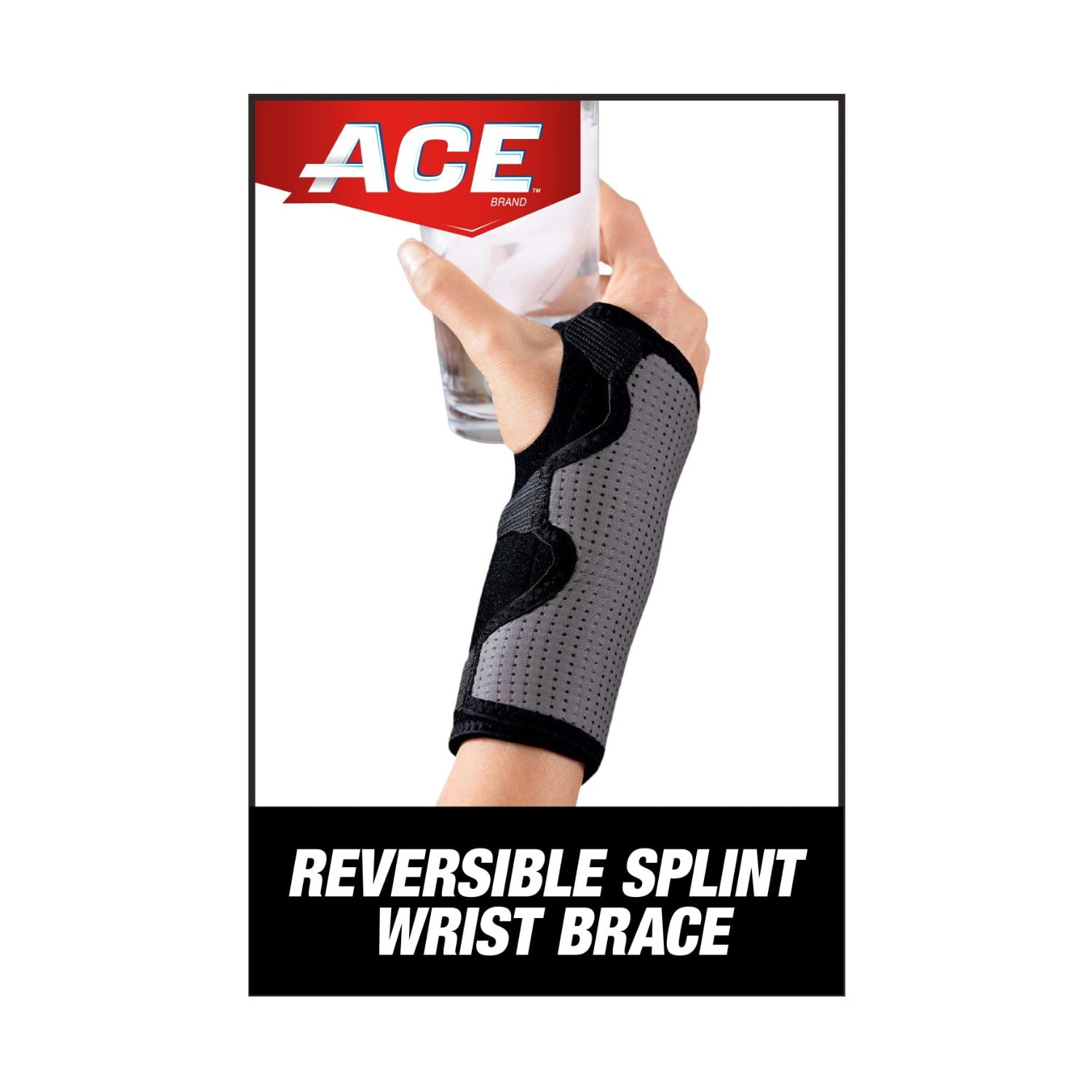ACE Brand Splint Wrist Brace, Reversible, Adjustable, One Size
