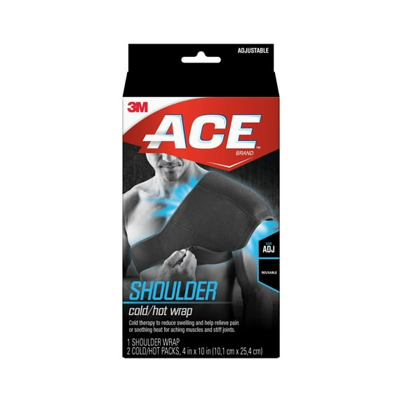 ACE Brand Sport Shoulder Hot/Cold Wrap, Adjustable, Black, 1 Wrap