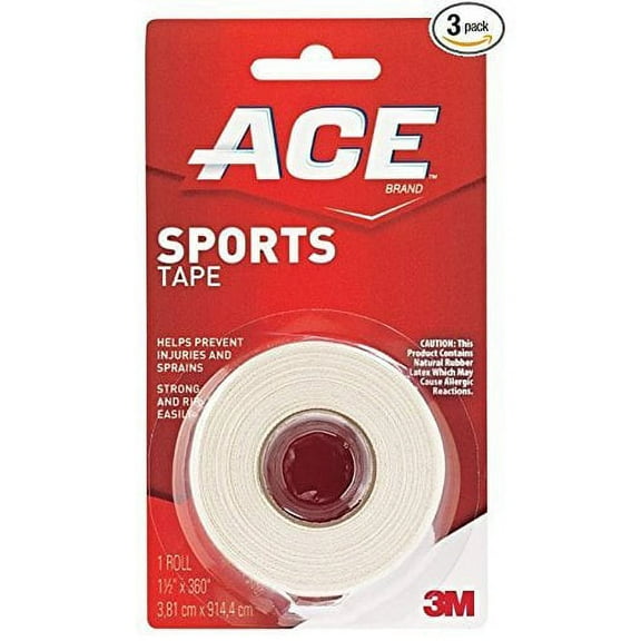 ACE Brand Sports Tape, 1.5 in. x 10 yds., White (Pack of 12)