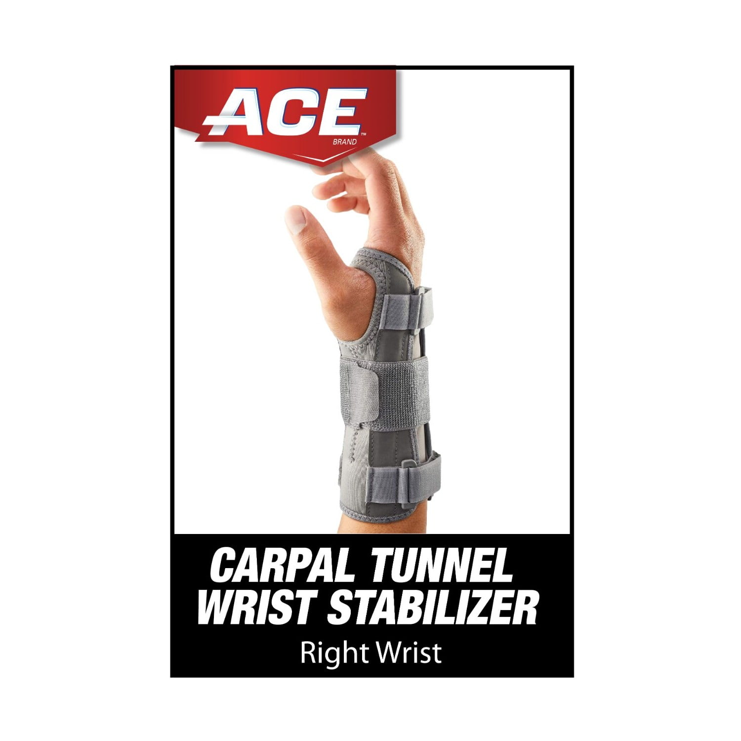 ACE Carpal Tunnel Wrist Stabilizer, Right Wrist, Firm Stability, All Day Wear