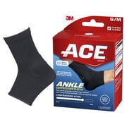 ACE Brand Compression Ankle Support, Black, Small/Medium, 1 Support
