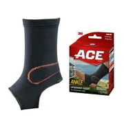 ACE Brand Compression Ankle Support, Black, Small/Medium, 1 Support
