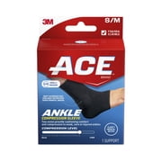 ACE Brand Compression Ankle Support, Black, Small/Medium, 1 Support