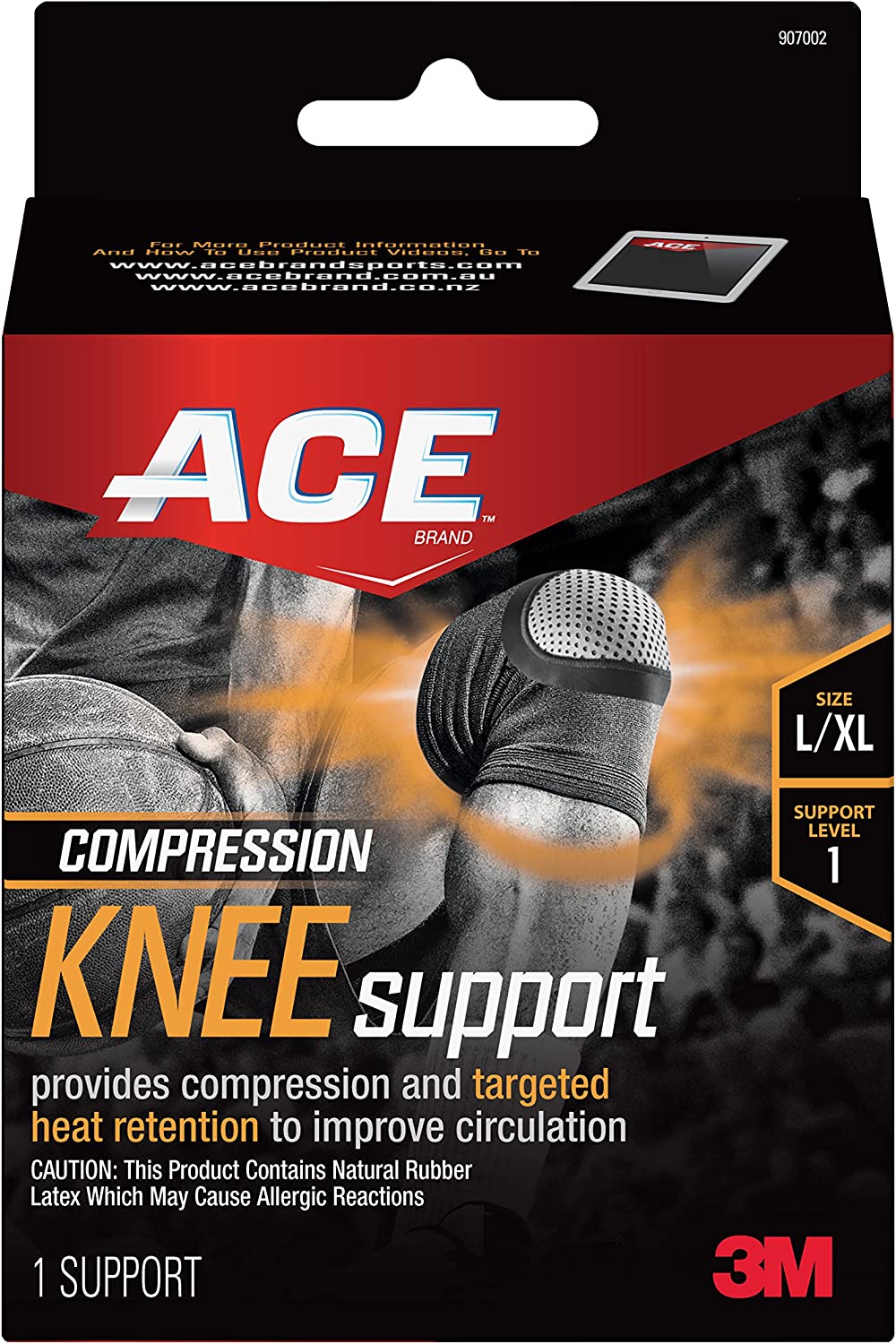 ACE Compression Knee Support, Large/XLarge,907002