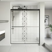 ACE DECOR 56-60in. W x 70in. H Double Sliding Semi-Frameless Shower Door,  with Clear SGCC Tempered Glass, Matte Black Finish