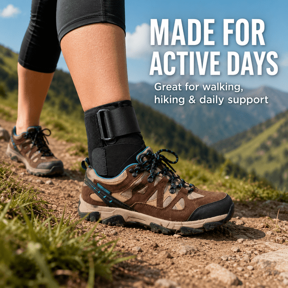 ACE Deluxe Ankle Stabilizer, Adjustable Black Ankle Brace with Reinforced Side Stabilizers, Breathable Compression Support, 1 Pack