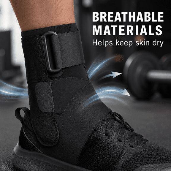 ACE Deluxe Ankle Stabilizer, Adjustable Black Ankle Brace with Reinforced Side Stabilizers, Breathable Compression Support, 1 Pack