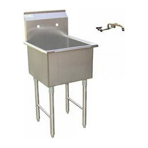 ACE Economy 1 Compartment Stainless Steel Commercial Food Preparation Sink with 8" No Lead Faucet, 18 x 18