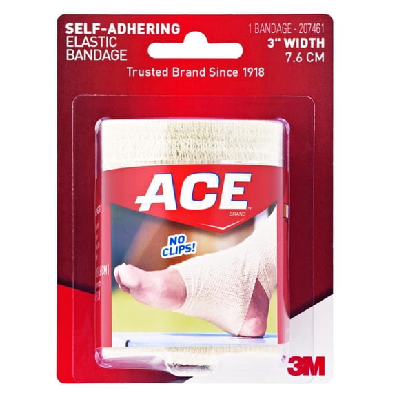 ACE Elastic Bandage 3 Inch Width Standard Compression Self-adherent Closure Tan NonSterile, 3M, 207461 - Box of 3
