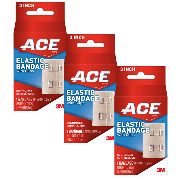 ACE Elastic Bandage with Clips: 3 in. width (Beige) [3-pack]