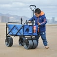 thumbnail image 1 of ACE-GARDEN, 1-YEAR-WARRANTY, 150 LBS, 38.1"x19.7"x42.1",  with Heavy Duty Big Wheels, Heavy Duty, Folding Wagon, Garden Cart,  Shopping Cart, Beach Cart, Outdoor Camping Cart(Blue), 1 of 7