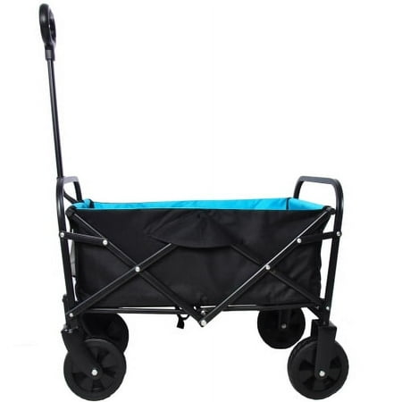 ACE-GARDEN,1-YEAR-WARRANTY,30.31"x15.16"x36.22",Mini Folding Wagon Garden Shopping Beach Cart,Outdoor Camping Cart with Universal Wheels(Black+Blue)