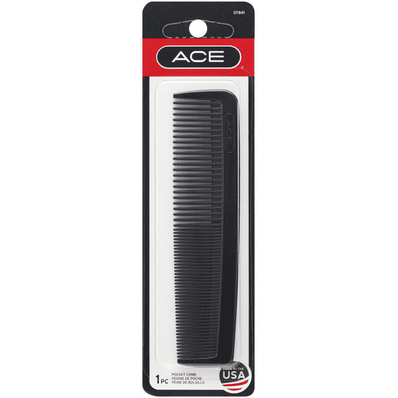 ACE Hair Comb, 5-Inch Fine Tooth Pocket Comb, Black