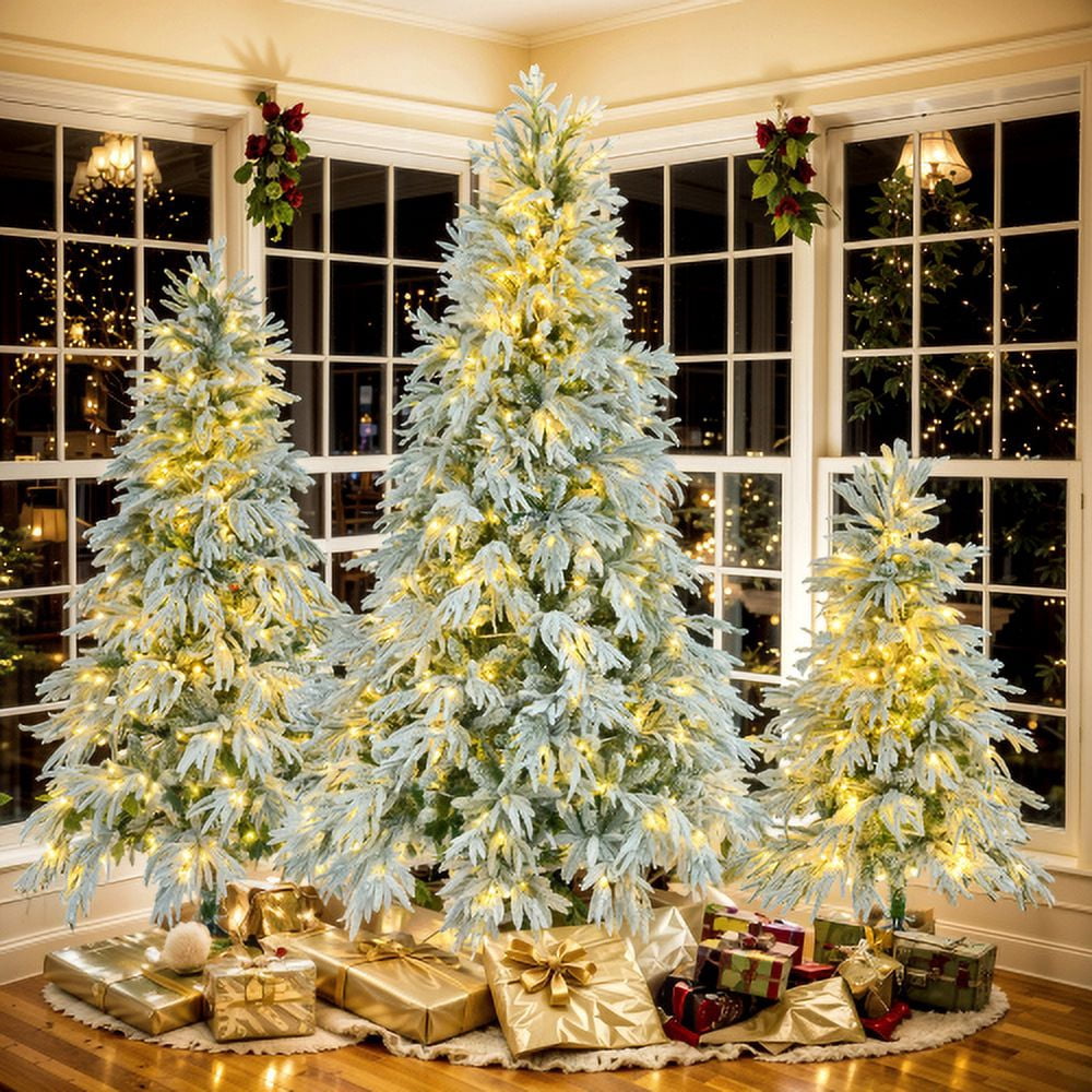 ACE-Holiday,4FT/6FT/7.5FT Prelit Spruce Snow Flocked Artificial ...