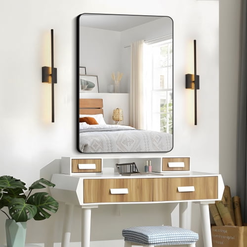 ACE-LIGHTS,2-Pack Modern LED Wall Sconce,Minimalist Indoor Wall Light Fixtures,Black Matte Finish for Living Room,Bedroom,Hallway,Hotel and Home Decor(Black)