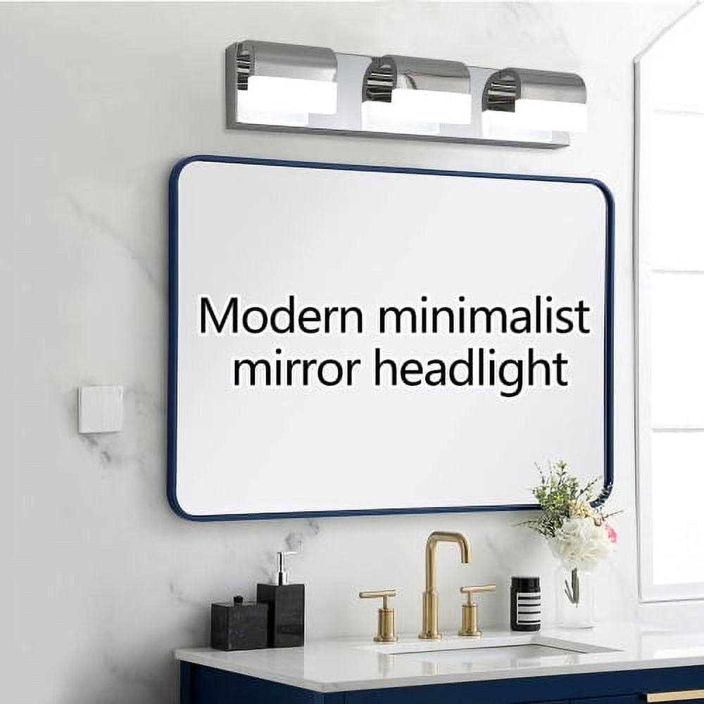 ACE-LIGHTS,3-Light Modern Bathroom LED Vanity Light With Acrylic Lampshade,Bathroom Wall Lighting for Bathroom,Dressing Room,Bedroom,Living Room(Chrome)