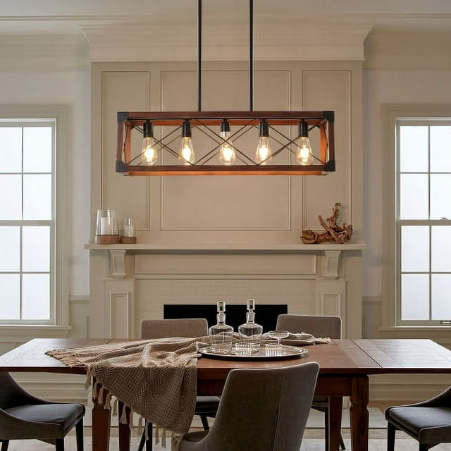 ACE-LIGHTS,5-Light Height Adjustable Retro Farmhouse Chandeliers Ceiling Light(Bulbs Not Included) for Living Room,Dining Room,Kitchen,Entrances,Farmhouses,Restaurants,Bars(Red)