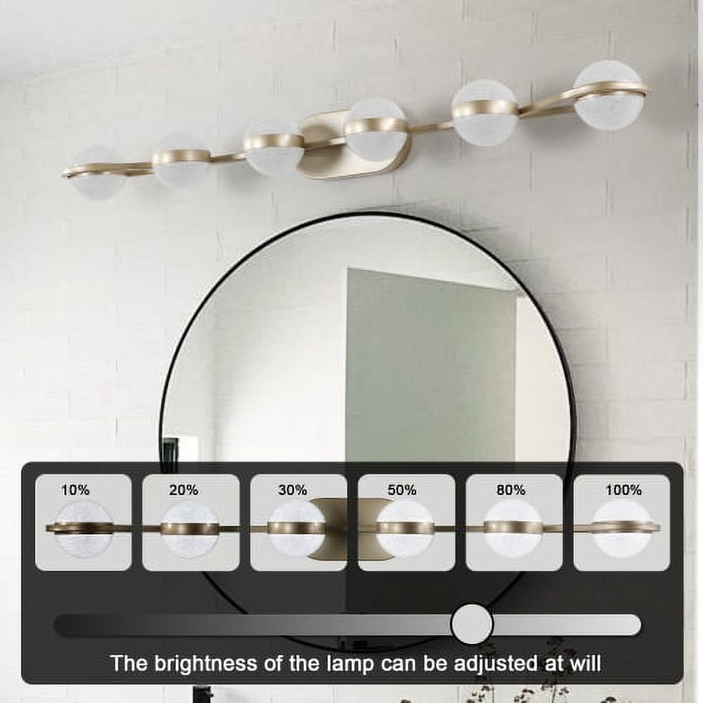 ACE-LIGHTS,6-Light Modern Minimalist Golden Bathroom Vanity Light With Acrylic Shades,Bathroom Mirror Lamp for Bathroom,Dressing Room,Bedroom,Living Room,Office,Restaurant,Bars(Brushed Gold)