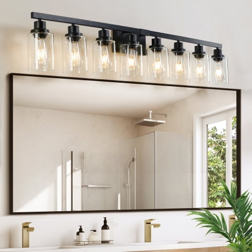 ACE-LIGHTS,8-Lights Rustic Bathroom Light Fixture(Bulbs Not Included),Bathroom Sconce,Farmhouse Vanity Lights Fixture for Bathroom,Dressing room,Living Room,Bedroom(Black)