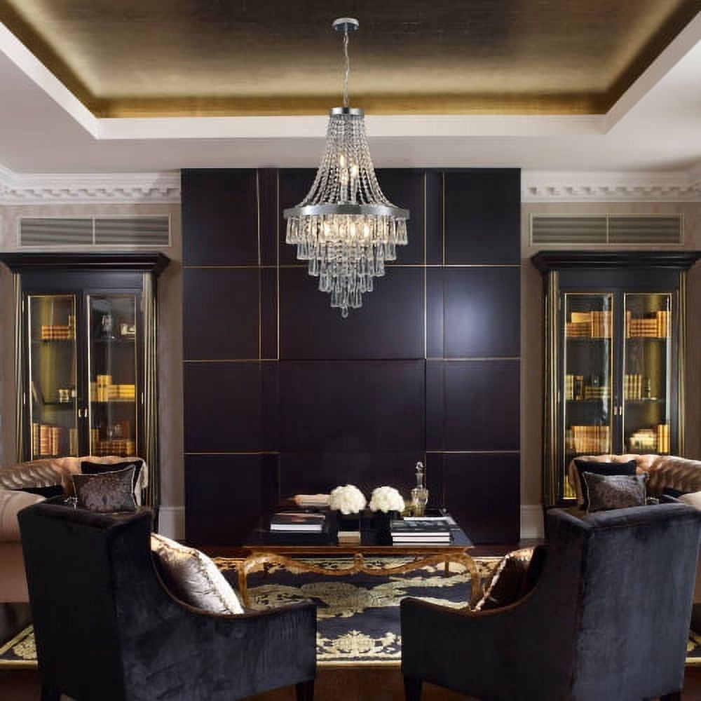 ACE-LIGHTS,Chrome Crystal Chandeliers(Bulbs Not Included),Large Contemporary Luxury Ceiling Lighting for Living Room,Dining Room,Bedroom,Hallway(Chrome)