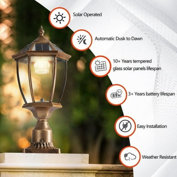ACE-LIGHTS,Landscape Solar Lamp With Remote Control & Dimmable LED of 2 Color Temperatures(2 Pack),Solar Column Headlights for Garden,Courtyards,Parks and other lighting Decoration(Bronze)