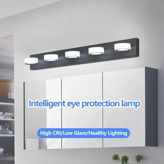 ACE-LIGHTS,Modern 5-Light Rotatable & Dimmable LED Vanity Light Fixture with Acrylic Shades,Energy-Efficient Bathroom Wall Sconce for Bathroom,Dressing Room,Mirror Cabinet,Living Room(Black）