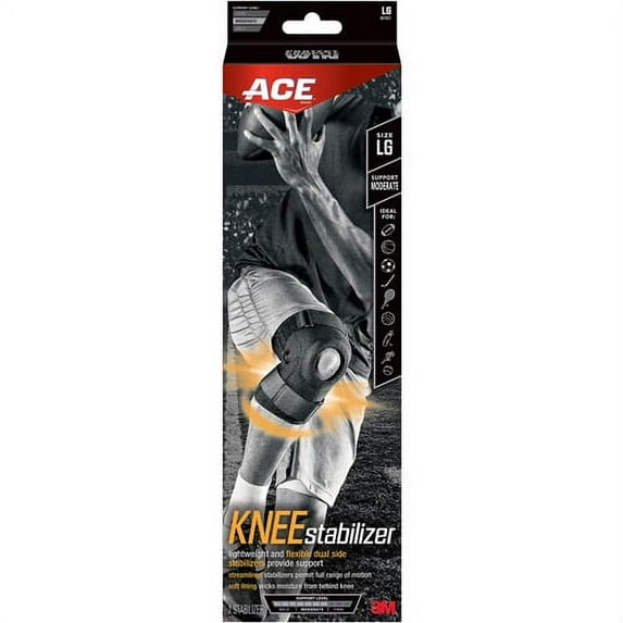 ACE Light Duty Knee Stabilizer, Large, Black, 1/pack