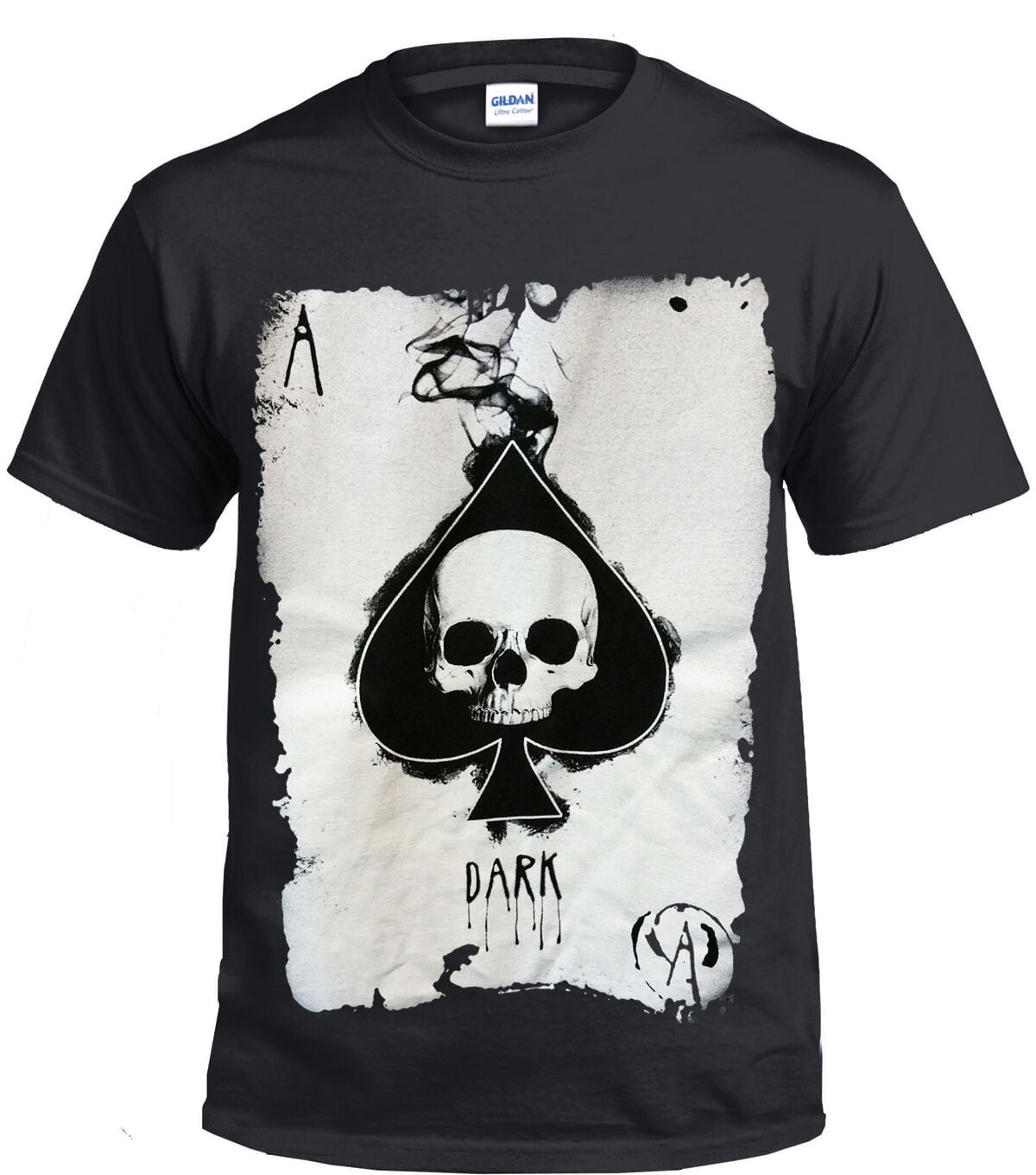 ACE OF SPADES COTTON T SHIRT POKER CARD SKULL ROCK GOTH DARK TOP