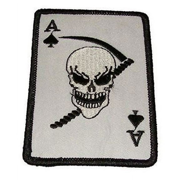 ACE OF SPADES DEATH CARD PATCH SKULL SICKLE VIETNAM JINX SUPERSTITION - Veteran Owned Business