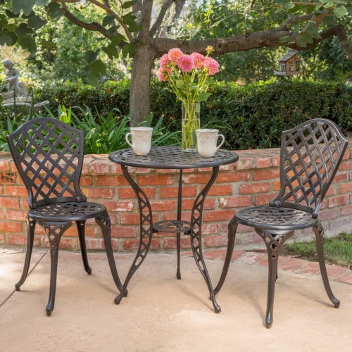 ACE-PATIO, 3 PCS BONO Metal Bistro Set, 2 Chairs & 1 Table, for Patio,Backyard,Porch,Garden,Poolside(Black)