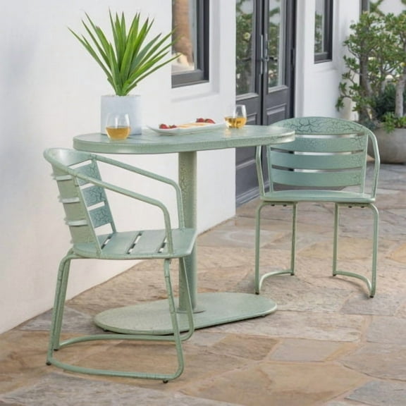 ACE-PATIO, 3 PCS, SANTA MONICA Bistro Set, 2 Chairs & 1 Oval Table, for Patio,Backyard,Porch,Garden,Poolside(Green)
