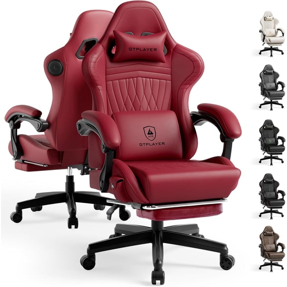 ACE-PRO Music Gaming Chairs Built-in Speakers, App Support & Bluetooth Control, Footrest & Pocket, Gamer Chair for Adults, Wine Red