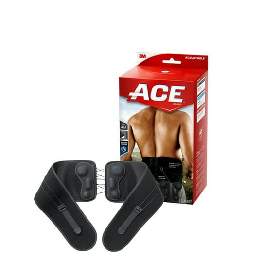 ACE Brand Quick-Lace Adjustable Back Support, Black, 1 Support