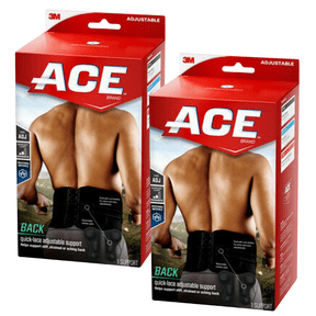 ACE Quick-Lace Adjustable Back Support: One Size / Adjustable (Black) [2-pack]