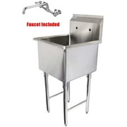 ACE SE15151P + AA-706G 1 Compartment Stainless Steel Commercial Food Preparation Sink with 6" Swivel NO LEAD Faucet 15"W x 15"L NSF Approved