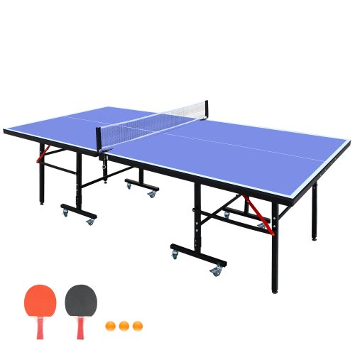 ACE-SPORTS,1-YEAR-WARRANTY,8FT Foldable & Portable Mid-Size Table Tennis Table,Ping Pong Table Set with Net,2 Table Tennis Paddles and 3 Balls for Indoor Games