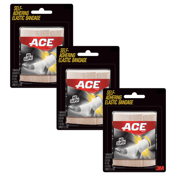 ACE Self-Adhering Elastic Bandage: 3 in. x 1.4 yds. (Beige) [3-pack]