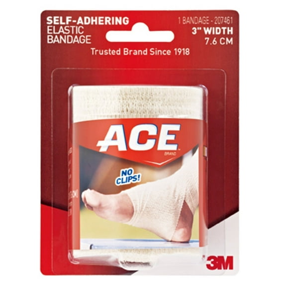 ACE Self-Adhesive Bandage No Clip Firm Support and Compression 3 in, 2-Pack
