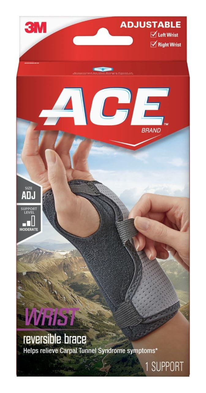 ACE Splint Reversible Wrist Brace, Adjustable One Size, 1 Ea, 2 Pack
