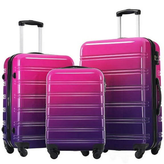 ACE-Travel,20"24"28" Gradient Color Expandable Hardshell(PC) Luggages Sets(3PCS) with TSA Lock,Spinner Wheels,Telescopic Handle,Durable,Lightweight,Suitcase Sets(Multicolor Purple)