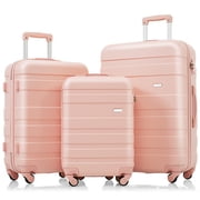 ACE-Travel,20"24"28" Hardshell(ABS) Luggages Sets(3PCS) with TSA Lock,Spinner Wheels,Telescopic Handle,Durable,Lightweight,Suitcase Sets(Pink)