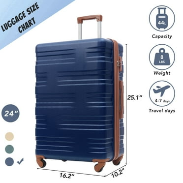 ACE-Travel,24" Expandable 25%,Single Luggage with TSA Lock,Spinner Wheels,Telescopic Handle,Durable,Lightweight,Hardshell(ABS) Travel Suitcase(Blue)