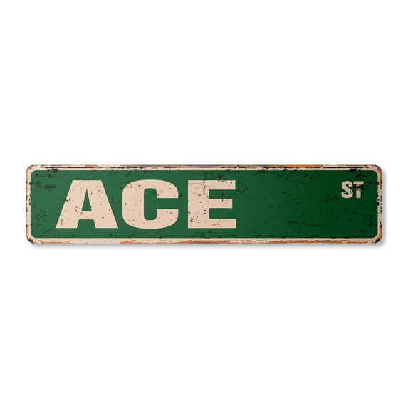 ACE Vintage Aluminum Street Sign Childrens Name Room Metal Sign rustic metal tin | Indoor/Outdoor |  30" Wide