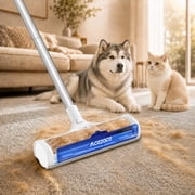 ACE2ACE Pet Hair Remover for Carpet, Reusable Lint Roller, Carpet rake for Pets Hair with Automatic Hair Collection and 5 Feet Long Handle