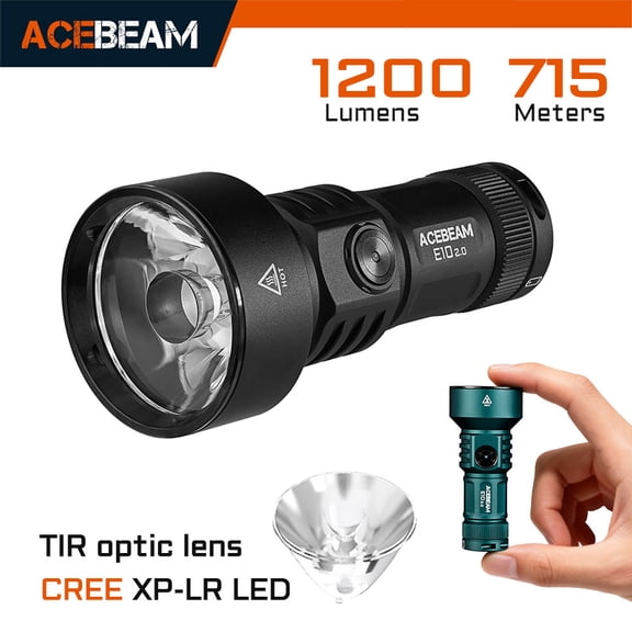 ACEBEAM E10 2.0 Long-Range EDC Flashlight Compact USB Rechargeable Light For Camping With Strobe Mode TIR Optic Flashlights