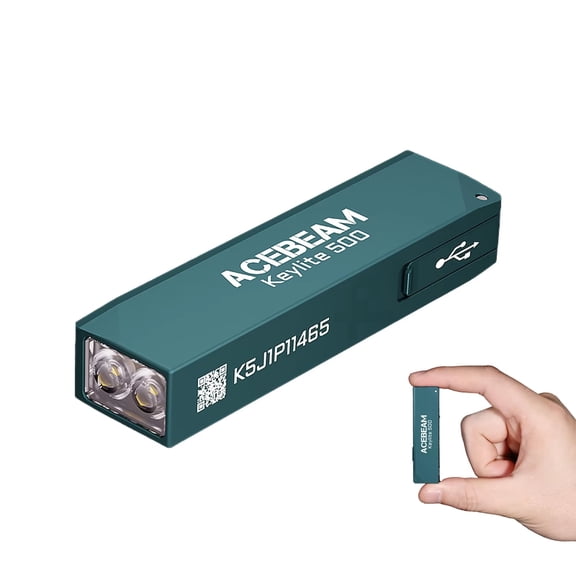 ACEBEAM Keylite 500 EDC Rechargeable Keychain Flashlight, Compact Dual LED Portable Flashlight with Strobe Mode for Camping, Work, Outdoor & Daily Use