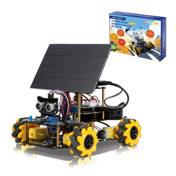 ACEBOTT Smart Robot Solar Energy Car Kit 4WD Remote Control Car Compatible with Arduino IDE Electronic Programming Project STEM Education Science Coding Kit