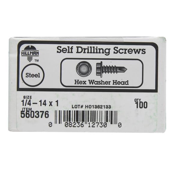 ACEDS  0.25-14 x 1 in. Hex Washer Head Self Drilling Screw