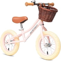 ACEGER 12" Kids Balance Bike with Basket, Pink, No Brake, Ages 2-5