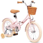 ACEGER 14 Inch Girls Bike with Basket and Training Wheels for Ages 3-5, Pink
